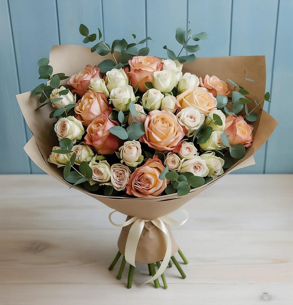 Букет цветов из: Альстромерии и Розы в Щельпино