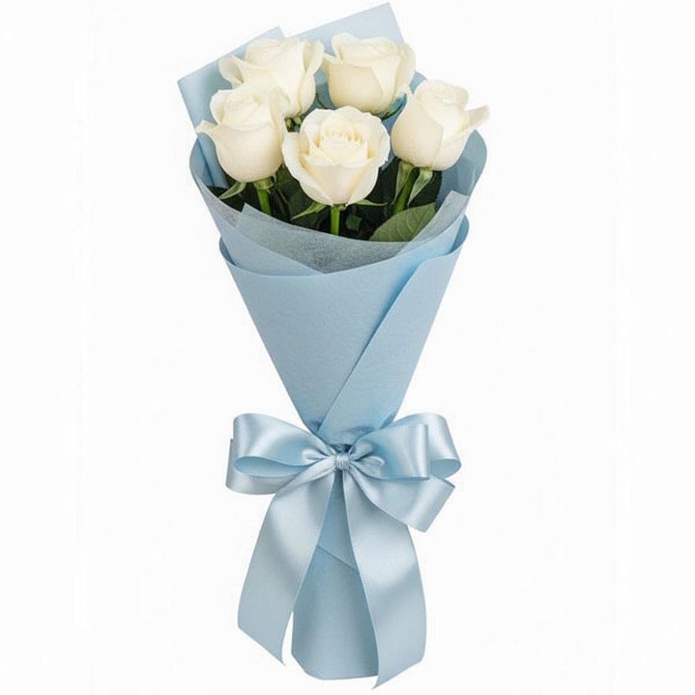 Букет 5 Белых роз Проуд в Щельпино