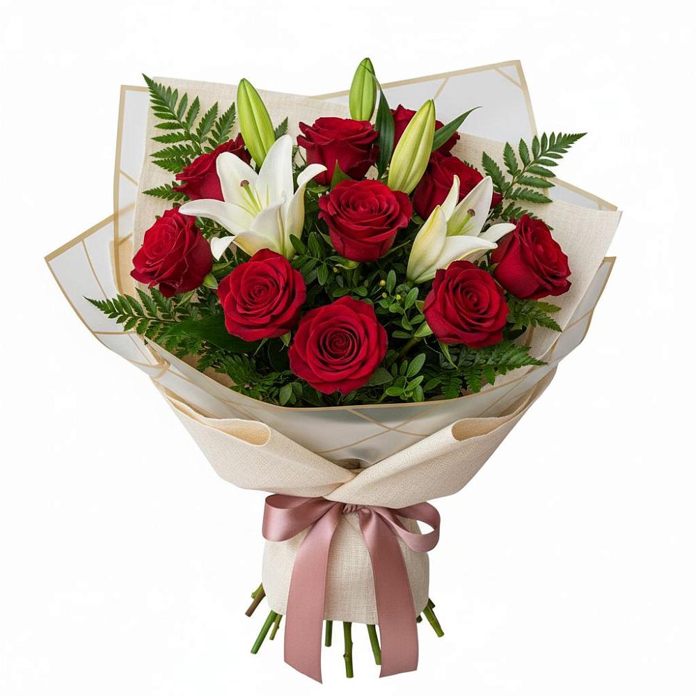 Букет цветов из: Лилии и Розы в Щельпино