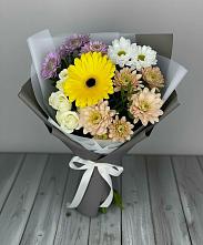 Букет цветов из:  Розы, Герберы и Хризантемы #REPLACE_PRED# Щельпино