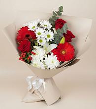 Букет цветов из:  Розы, Хризантемы, Герберы и Лилии в Щельпино
