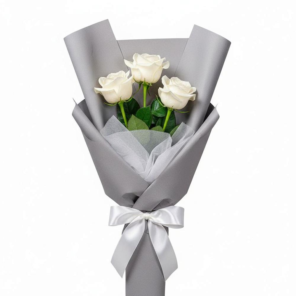 Букет 3 белые розы в Щельпино