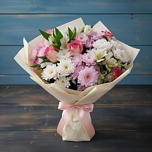 Букет цветов из:  Хризантемы, Альстромерии и Розы в Щельпино