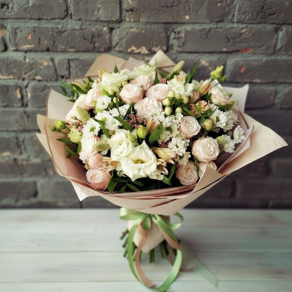 Букет цветов из: Альстромерии, Розы и Хризантемы в Щельпино