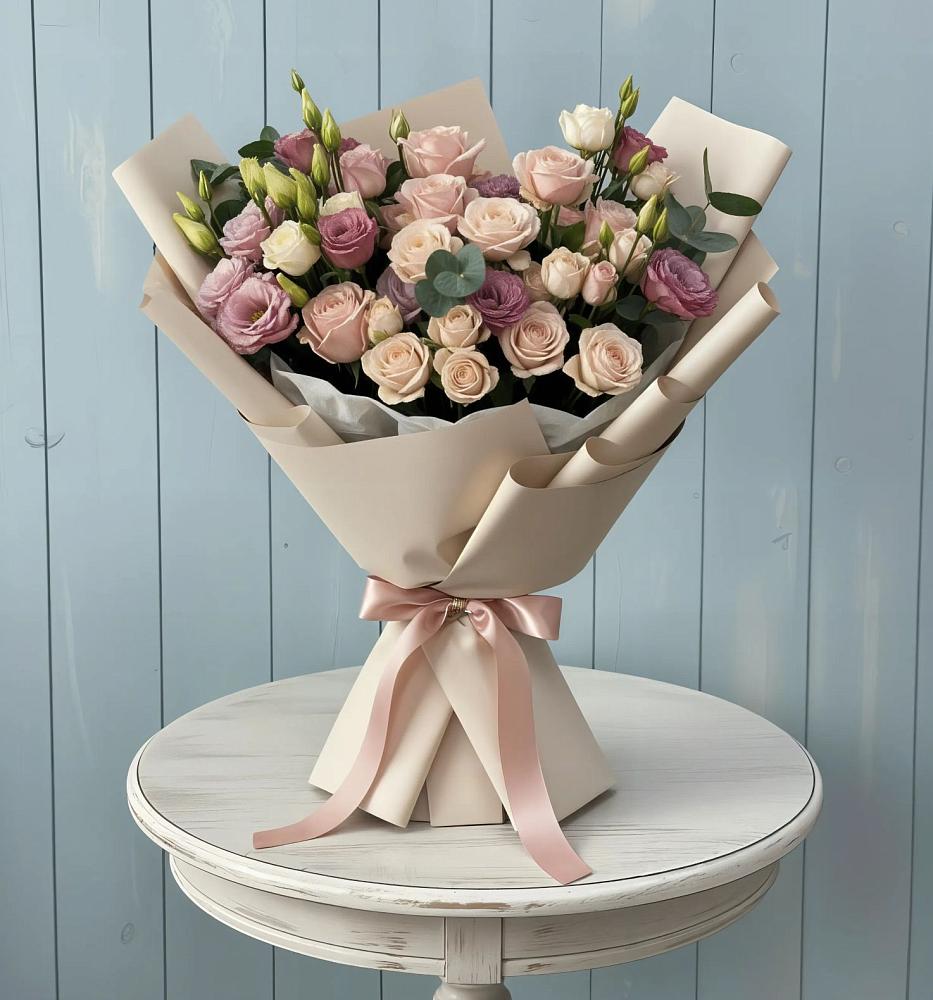 Букет цветов из: Розы и Лизиантусы в Щельпино