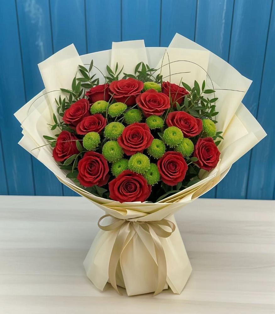 Букет цветов из: Розы и Хризантемы в Щельпино