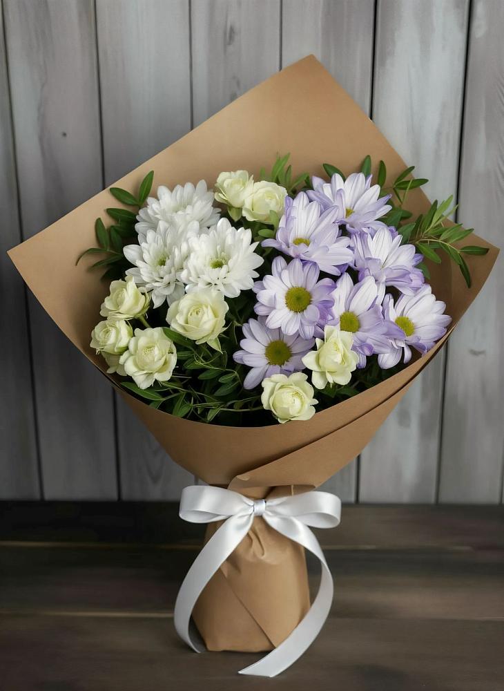 Букет цветов из: Хризантемы и Розы в Щельпино